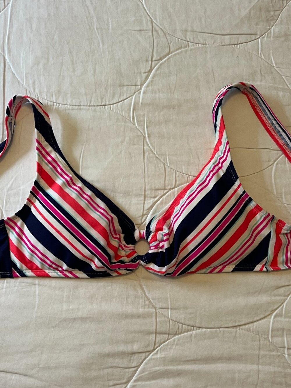 Striped O-Ring Bikini Top